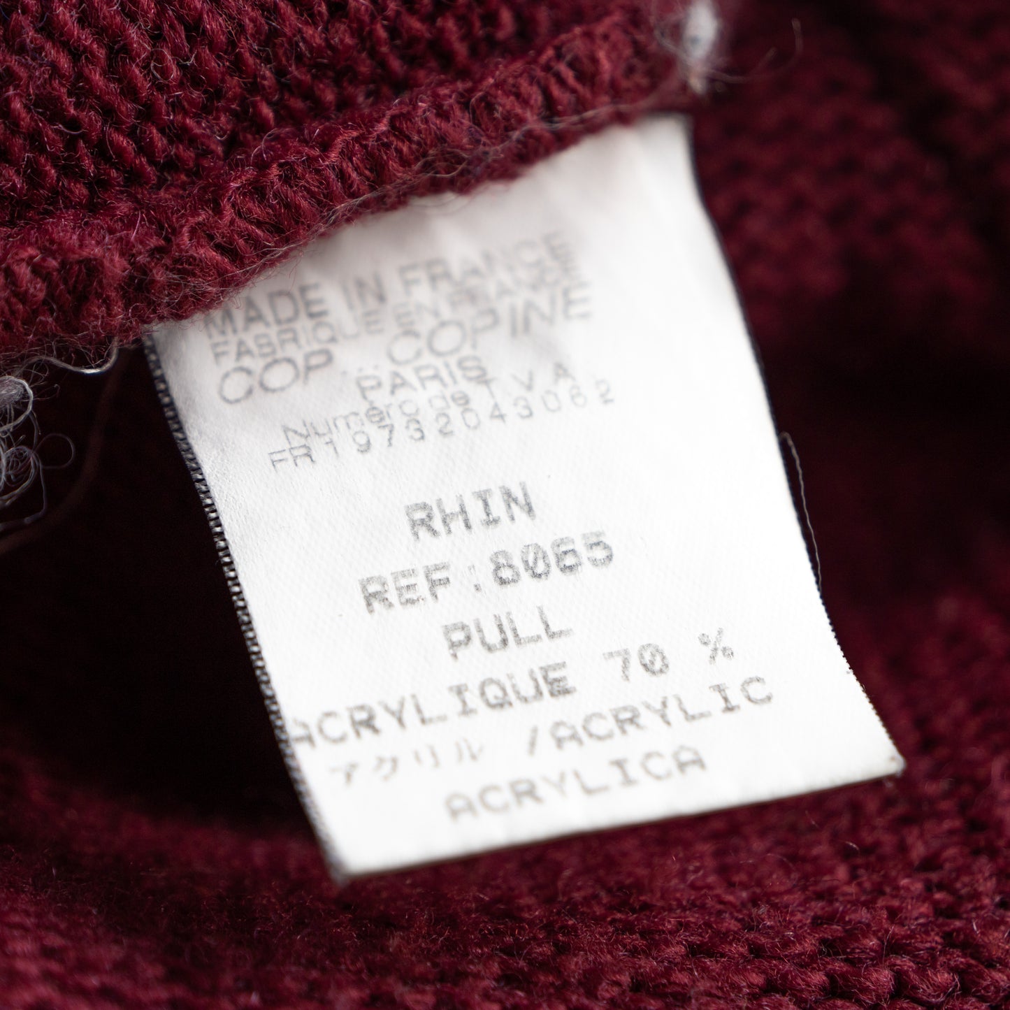 Archival Cop Copine Paris RHIN Colorblock Sweater Made in France Y2K Avant Garde Knit Burgundy Small