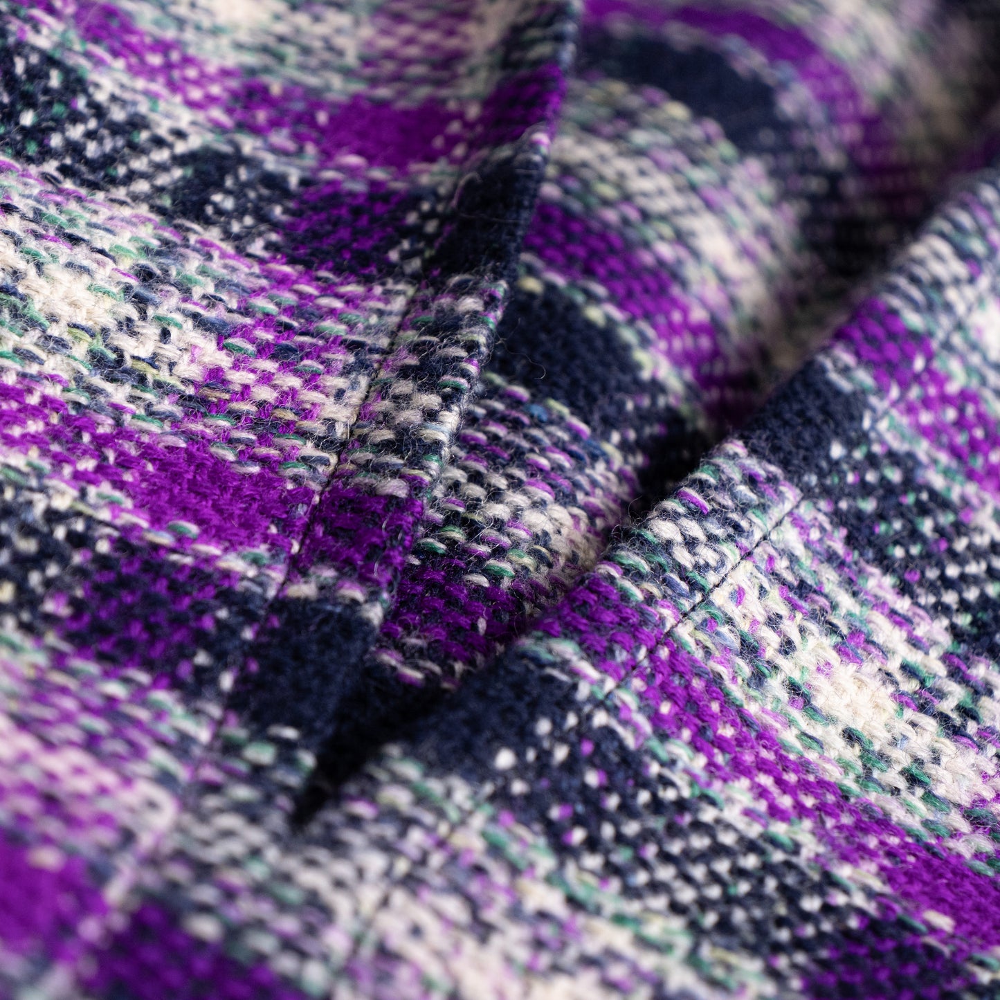 Archival Givenchy Nouvelle Boutique Tartan Tweed Skirt 70s 80s Purple Basketweave Wool Box Pleat Midi Size S EU 36 FR 40