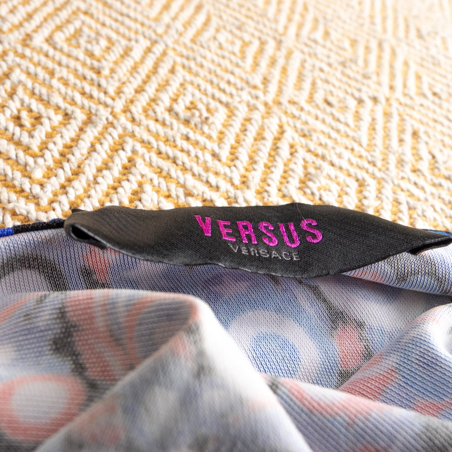 Vintage VERSUS VERSACE 90s Ruched Dress | Psychedelic Pop Art Star Print | Swinger Era | Y2K Kid | Archival Designer Dress | IT 40 (S/meter)