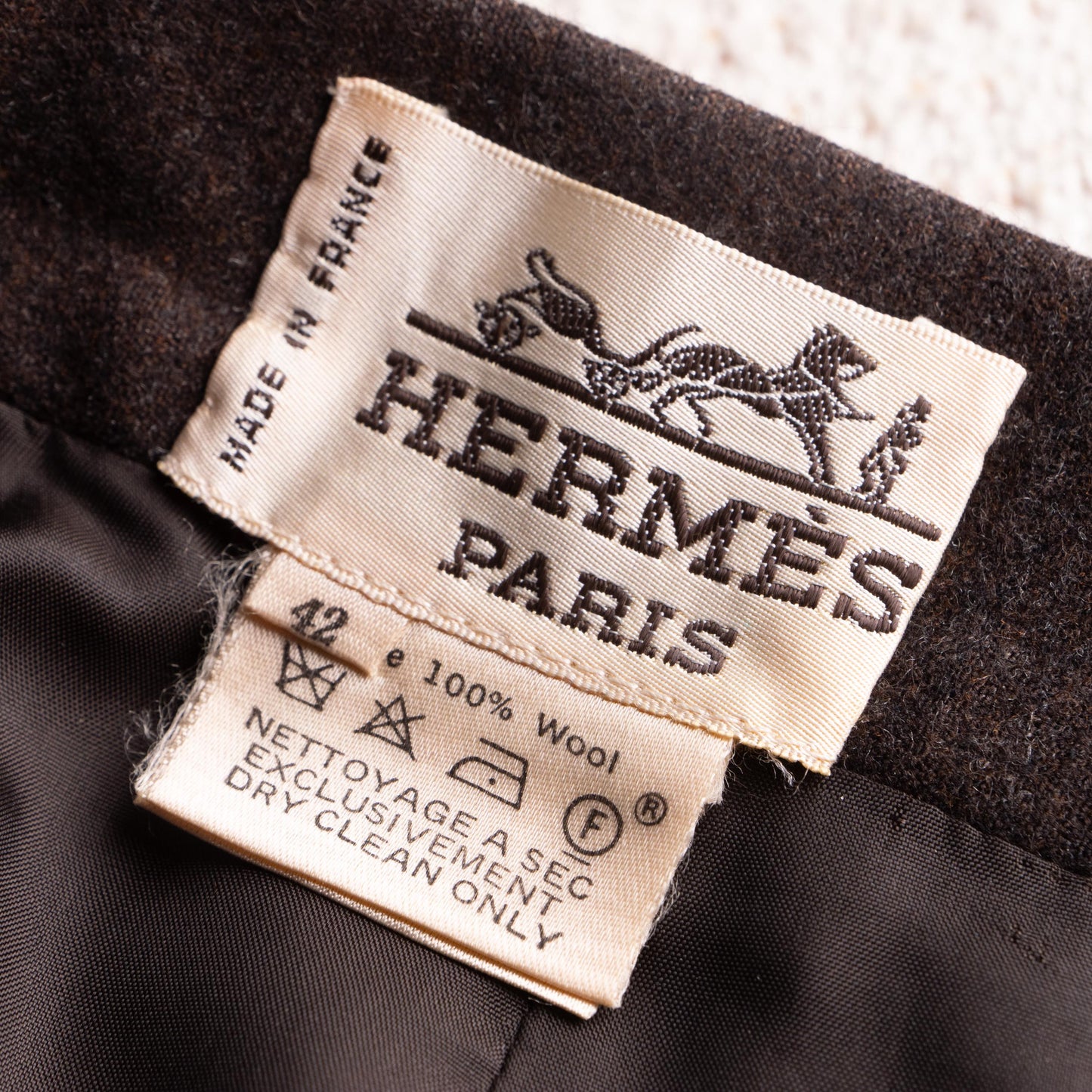 Archival Hermès Wool Pencil Skirt Marron Fonce Espresso Brown Pre-Margiela Era 80s 90s Made in France Quiet Luxury Fits Small 36