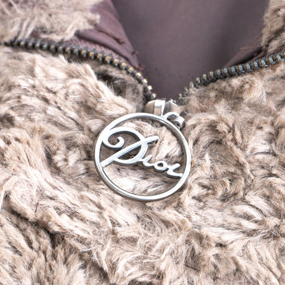 Rare CHRISTIAN DIOR Galliano Jacket 2002 | Y2K Snow Bunny Teddy Aviator | Brown Faux Fur Monogram | Made in France S M