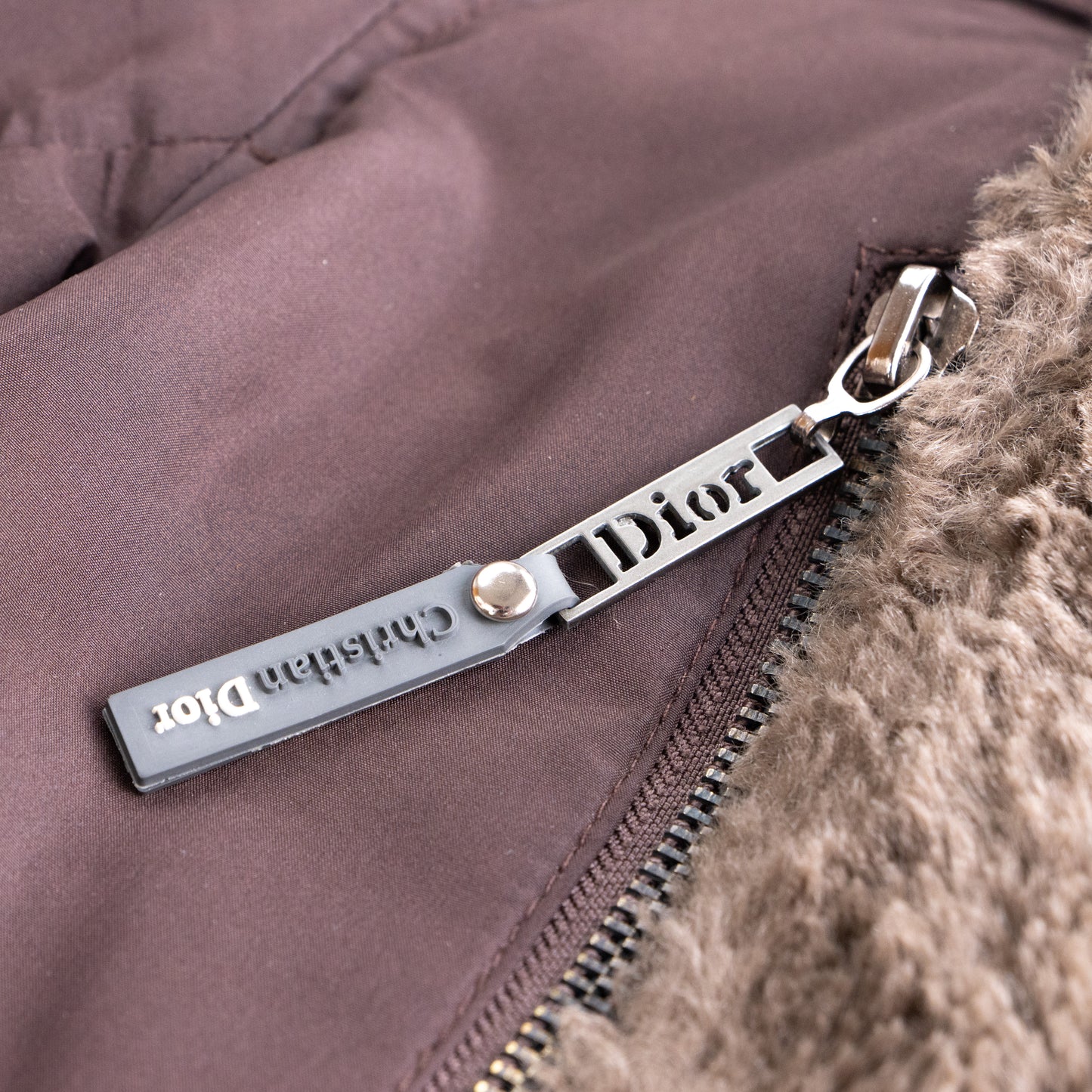 Rare CHRISTIAN DIOR Galliano Jacket 2002 | Y2K Snow Bunny Teddy Aviator | Brown Faux Fur Monogram | Made in France S M