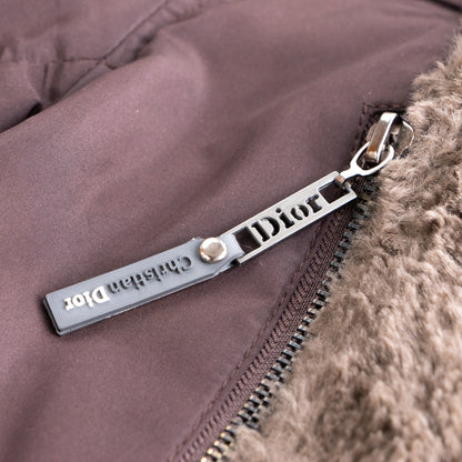 Rare CHRISTIAN DIOR Galliano Jacket 2002 | Y2K Snow Bunny Teddy Aviator | Brown Faux Fur Monogram | Made in France S M
