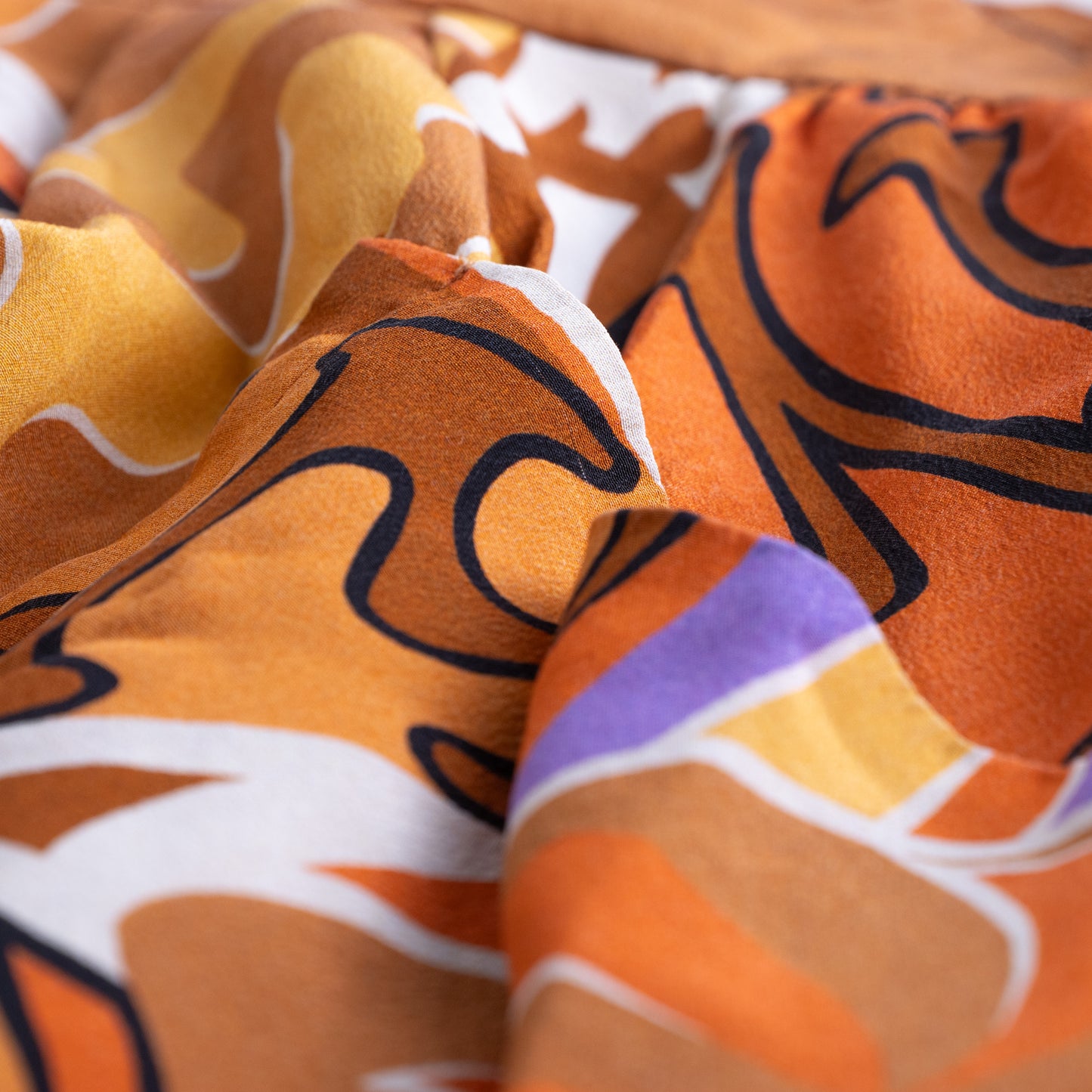 Vintage MIU MIU Silk Tunic Top Psychedelic Star Cloud Print Y2K 90s Mod Baby Doll Blouse Orange Sleeveless