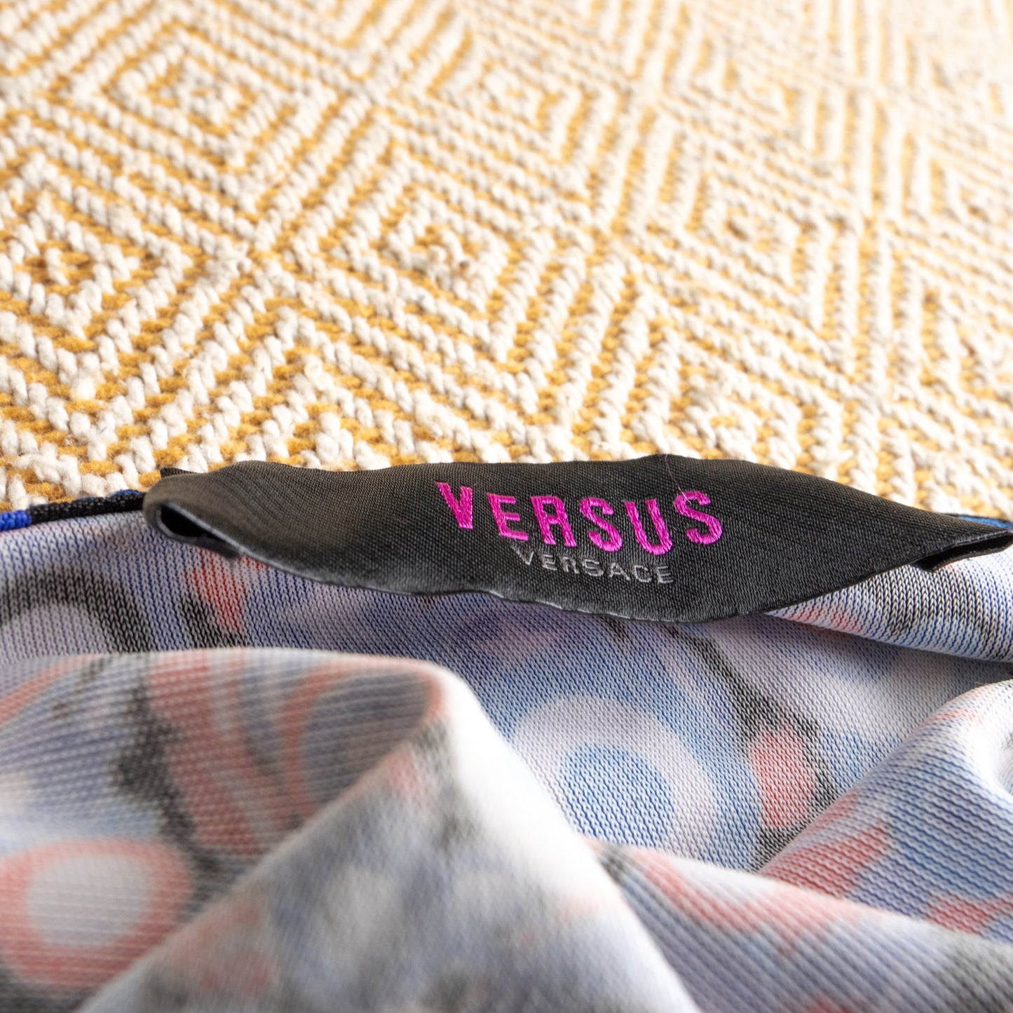 Vintage VERSUS VERSACE 90s Ruched Dress | Psychedelic Pop Art Star Print | Swinger Era | Y2K Kid | Archival Designer Dress | IT 40 (S/meter)