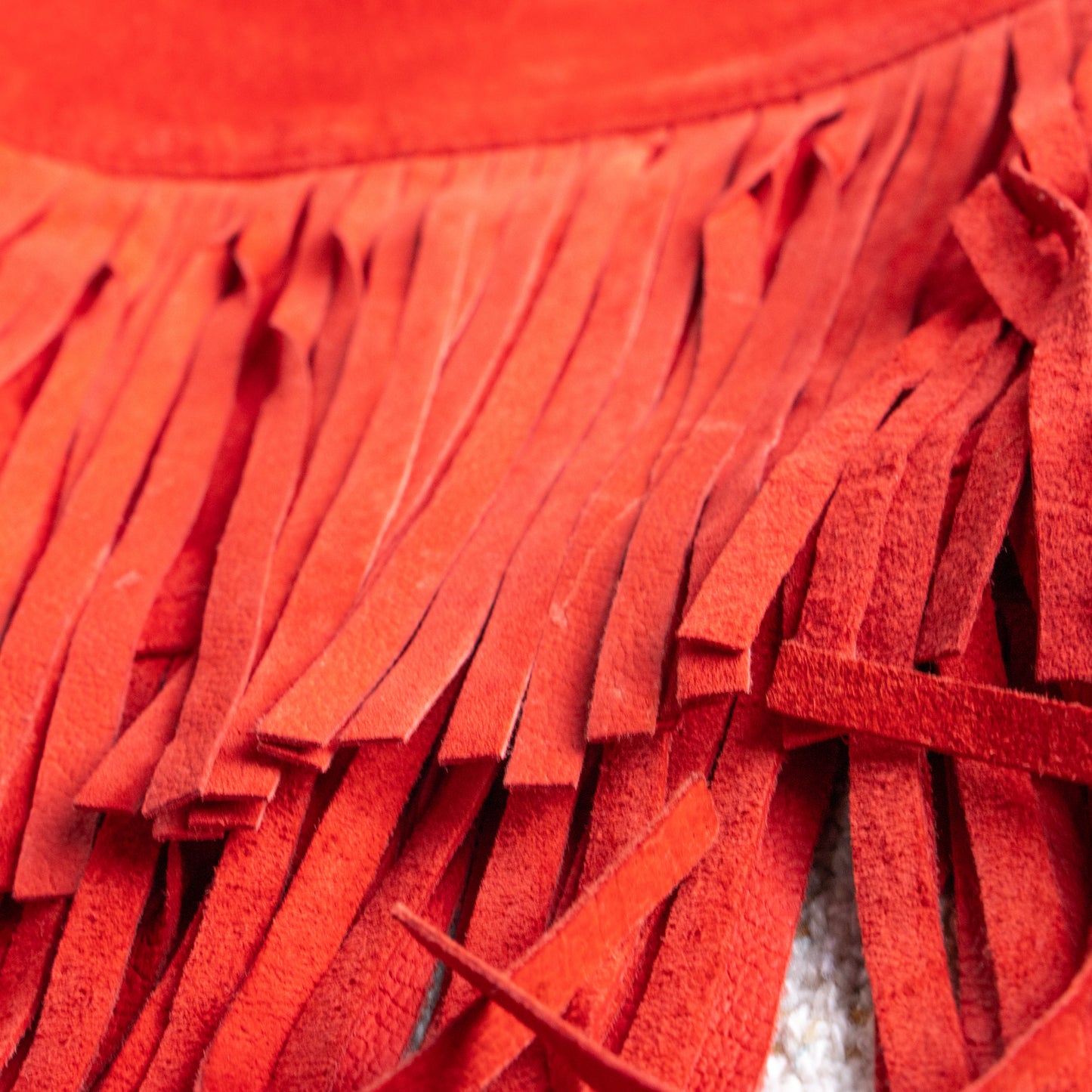 Vintage BLUMARINE Folies Red Suede Fringe Skirt | Rhinestone Logo | Y2K Western Glam | Genuine Leather | IT 42 (XS/S) | 90s archival