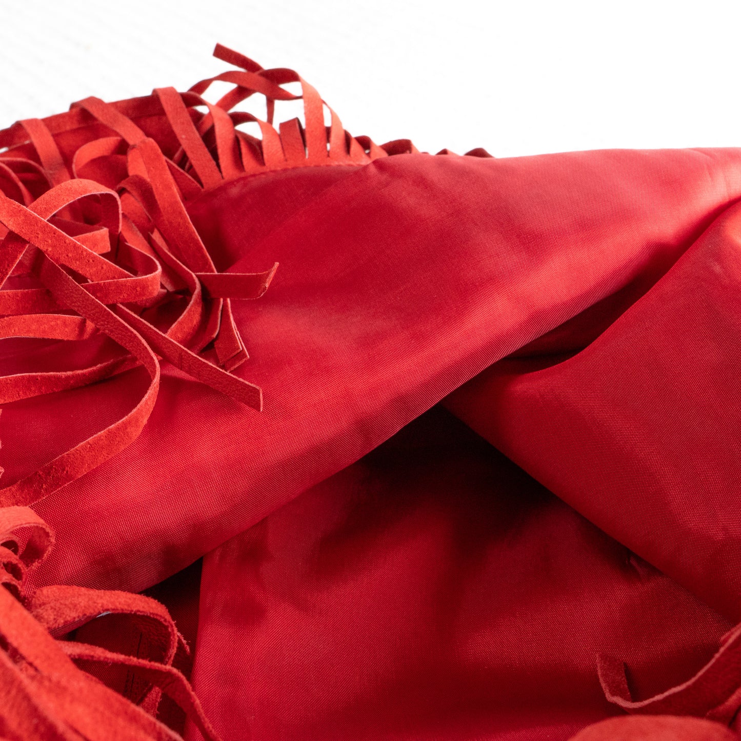Vintage BLUMARINE Folies Red Suede Fringe Skirt | Rhinestone Logo | Y2K Western Glam | Genuine Leather | IT 42 (XS/S) | 90s archival