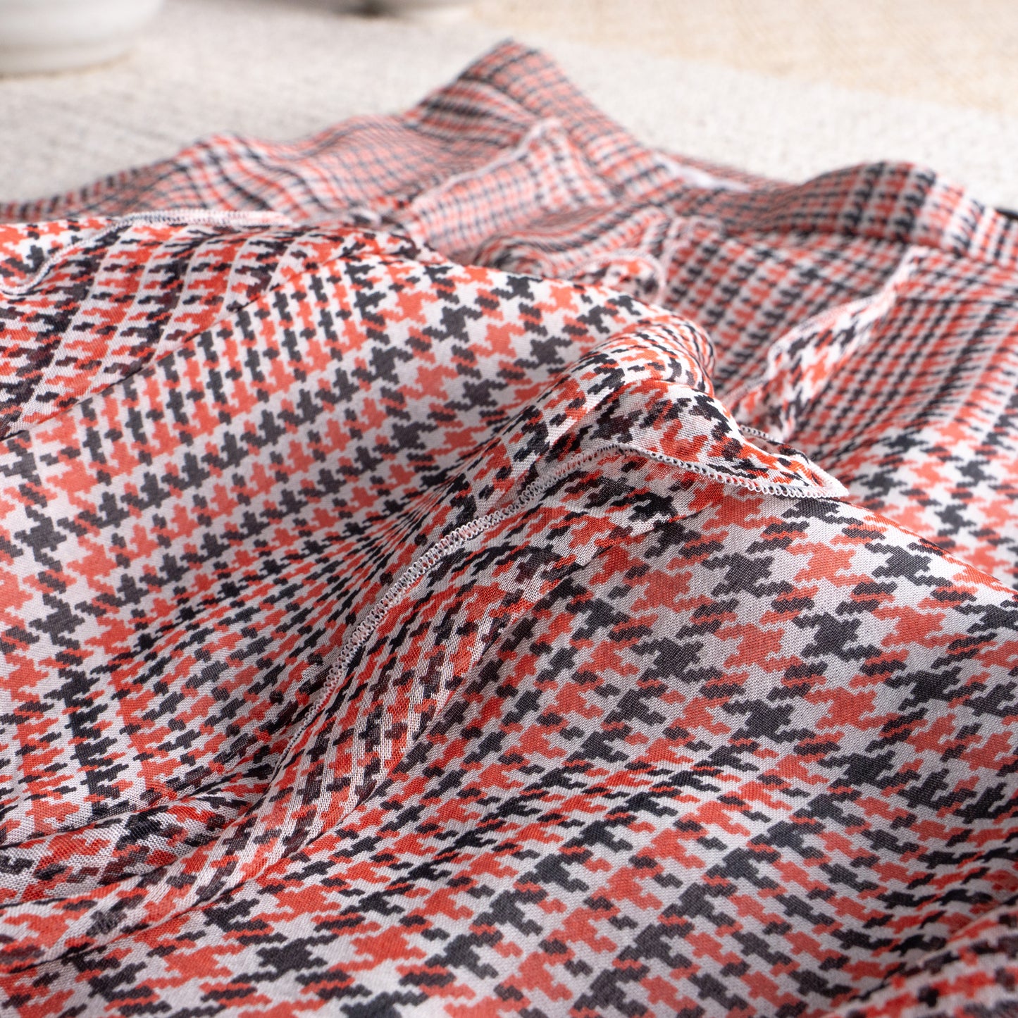 Vintage Cacharel Silk Skirt Y2K 90s Ruffled Houndstooth Plaid Check Deconstructed Designer Midi Skirt T38 Avant Garde
