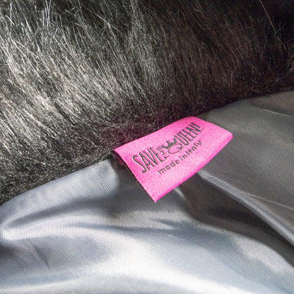 SAVE THE QUEEN Vintage Mohair Wool Coat Faux Fur Collar Purple Green Plaid Art Jacket Made in Italy Luxury Avant Garde Winter Overcoat Large