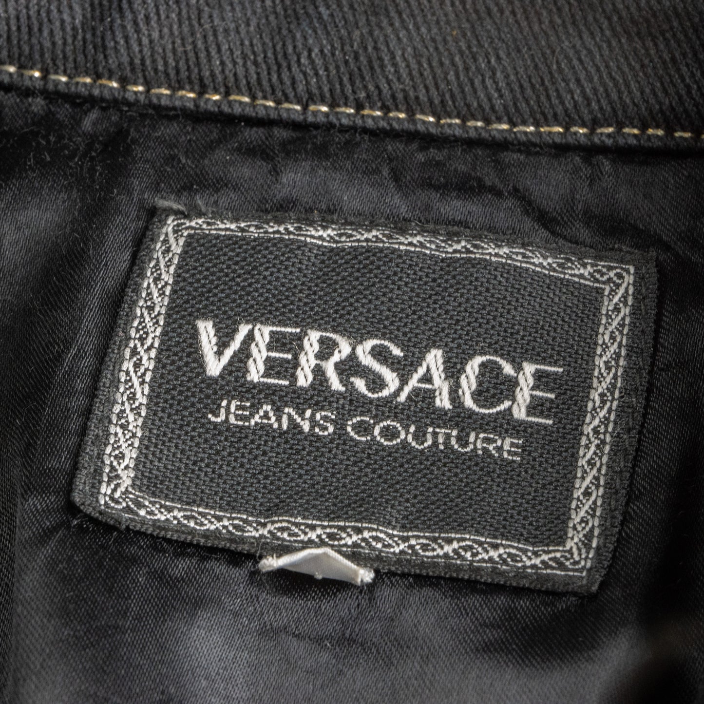 Archival VERSACE Jeans Couture Jacket Black Denim Gold Medusa Buttons 90s Collector Piece Cropped Runway Era Ittierre Italy Vintage Rare M