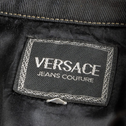 Archival VERSACE Jeans Couture Jacket Black Denim Gold Medusa Buttons 90s Collector Piece Cropped Runway Era Ittierre Italy Vintage Rare M