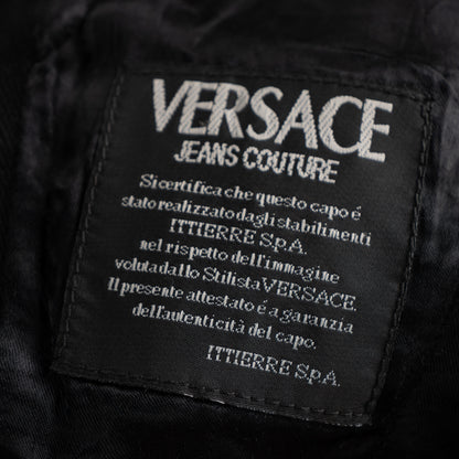 Archival VERSACE Jeans Couture Jacket Black Denim Gold Medusa Buttons 90s Collector Piece Cropped Runway Era Ittierre Italy Vintage Rare M