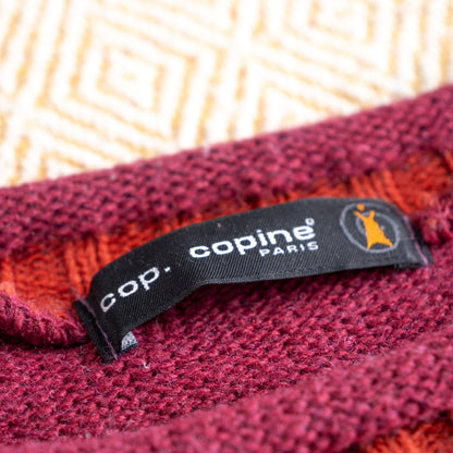 Archival Cop Copine Paris RHIN Colorblock Sweater Made in France Y2K Avant Garde Knit Burgundy Small