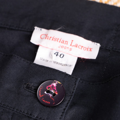 Pristine Deadstock Christian Lacroix Archival Embroidered Cotton Set Utility Jacket Cropped Pants Early 2000s S M