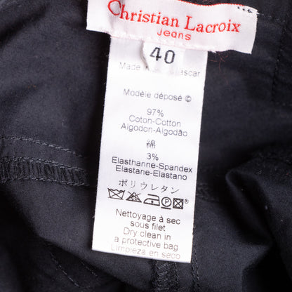 Pristine Deadstock Christian Lacroix Archival Embroidered Cotton Set Utility Jacket Cropped Pants Early 2000s S M