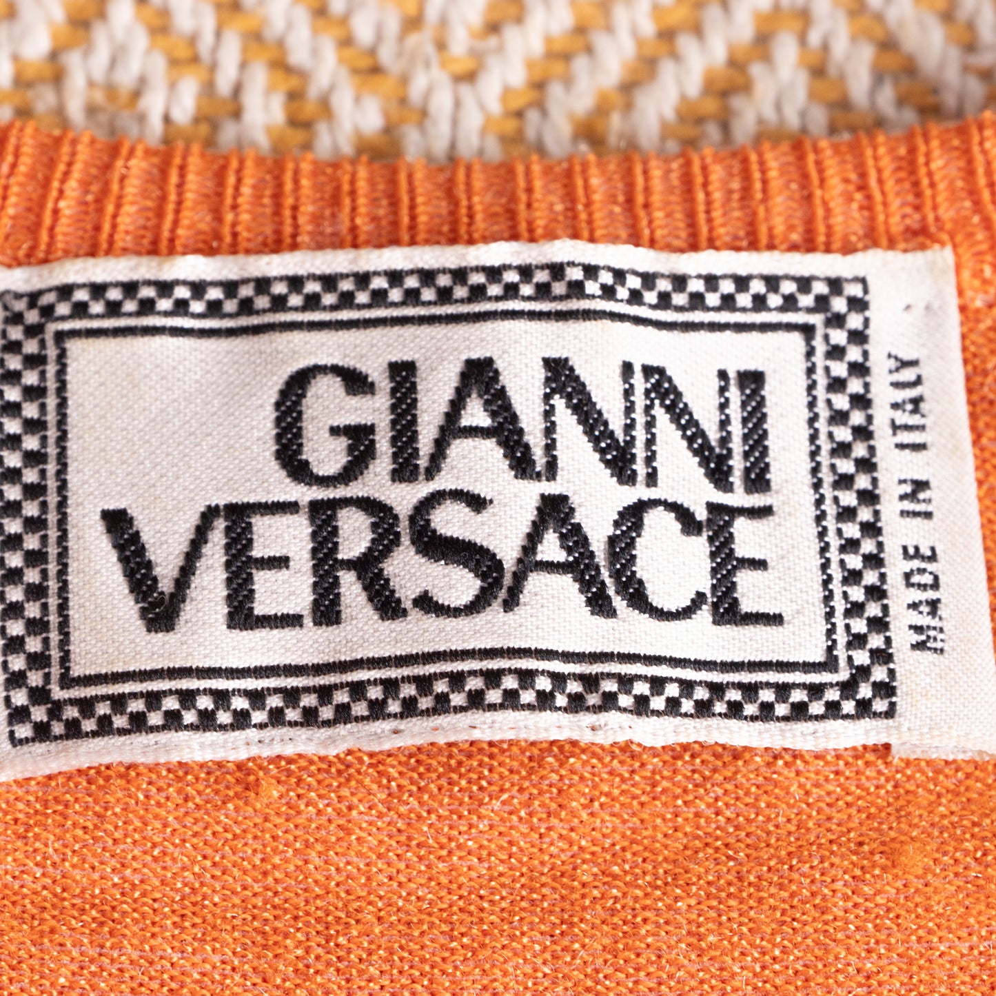 Archival Gianni Versace 3-Piece Knit Set 1990s Cyber Metallic Neon Orange Snake Embossed Leather Trim Futuristic Skirt Suit Gilmar BVM S