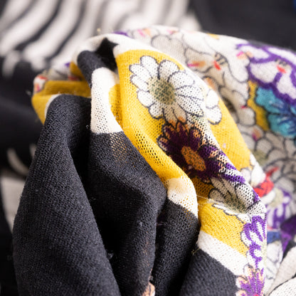 Archival KENZO JEANS 1990s Kimono Trompe l’Œil Floral Mesh Top - Rare Kanji Shibori Stripe Viscose Shirt Italy S