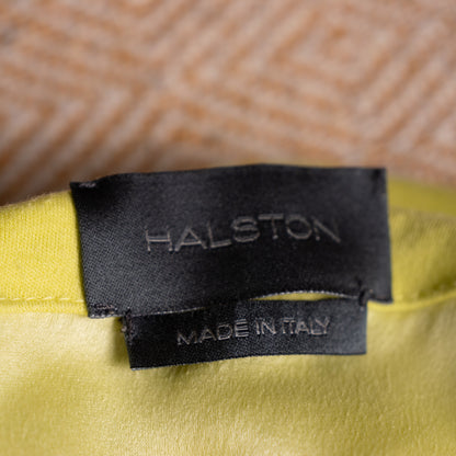 Archival HALSTON Mainline 2000s Acid Lime Asymmetric Off-Shoulder Silk Lined Dress - Bradley Bayou Italy IT 38 XS S