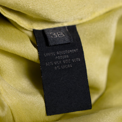 Archival HALSTON Mainline 2000s Acid Lime Asymmetric Off-Shoulder Silk Lined Dress - Bradley Bayou Italy IT 38 XS S