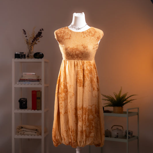 Archival La Perla Y2K Silk Jacquard Sculptural Dress integrated Body Sculpting Lining Ocher Gold Pristine Deadstock S