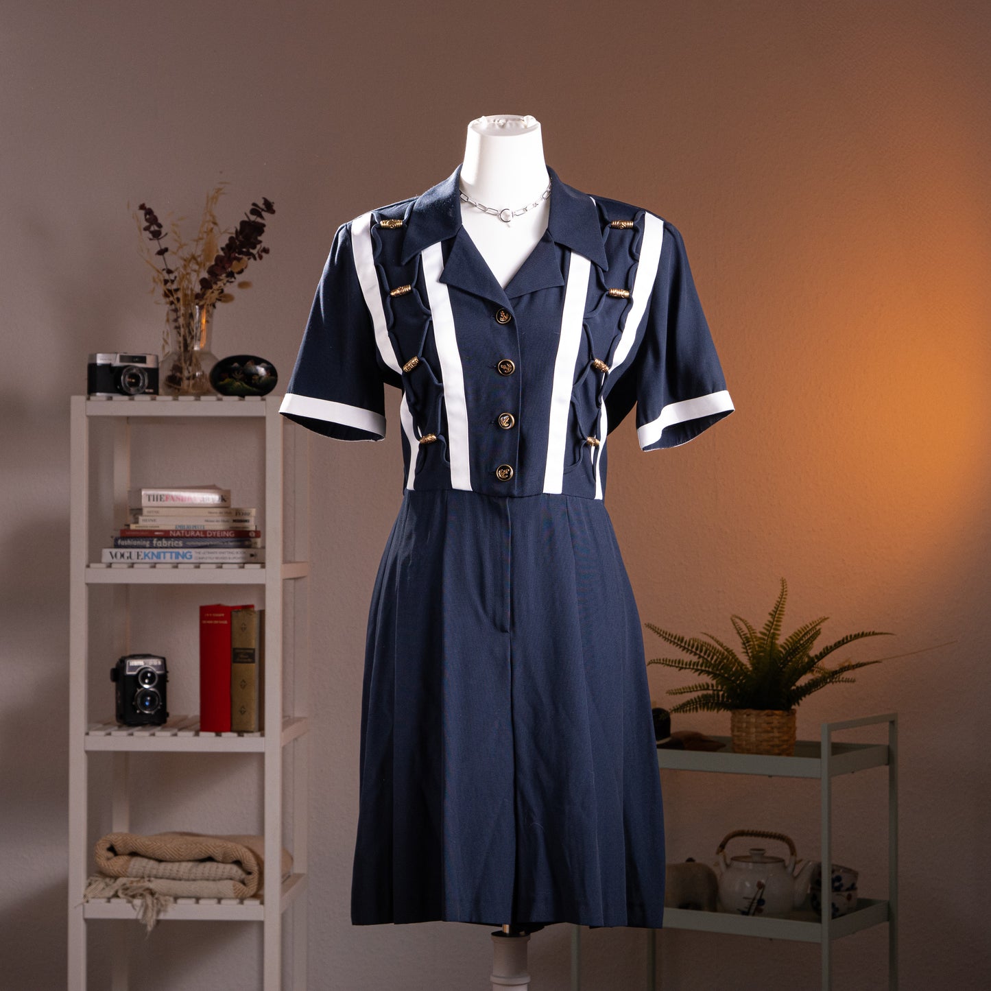 Archival Joseph Ribkoff Nautical Jumpsuit 80s Strong Shoulder Power Suit Trompe L'Oeil Deadstock Museum Quality Size US 10 M S