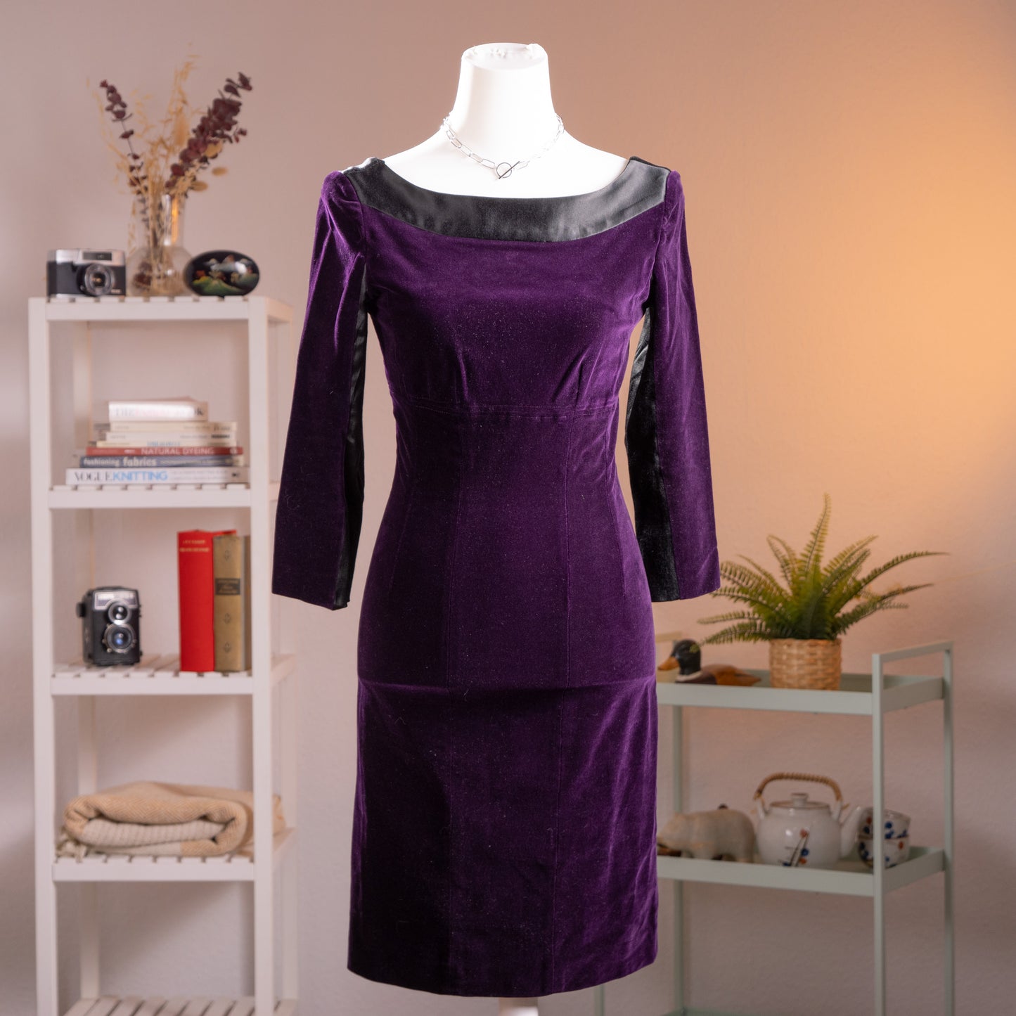 Archival Chantal Thomass Paris Velvet Tuxedo Dress 90s Plum Purple Silk Satin Trim Dark Glamor Whimsigoth Size XS S