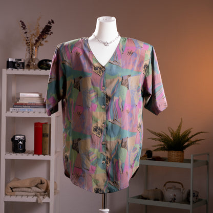 Archival Christian Dior Silk Shirt 90s Gianfranco Ferre Double Sided Button Construction Avant Garde Oversized Blouse Museum Size M L