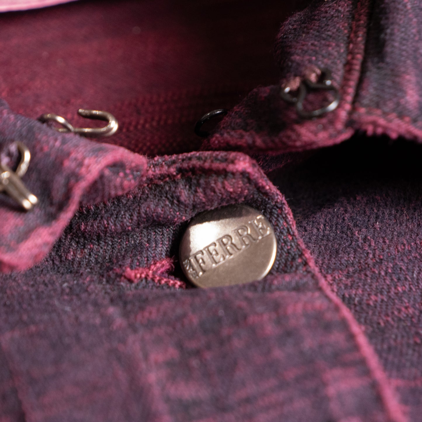 Archival Gianfranco Ferre Jeans Jacket NWT Deadstock Burgundy Denim Corset Back Y2K Ittierre Made in Italy Size M Fits XS S
