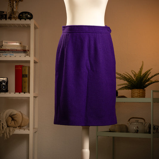 Archival Christian Lacroix Paris Skirt 90s Couture Electric Purple Wool Minimalist High End Vintage Designer Size M