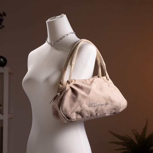 Blumarine Baguette Bag Y2K Butterfly Jacquard Rhinestone Logo Anna Molinari Made in Italy Quality Vintage