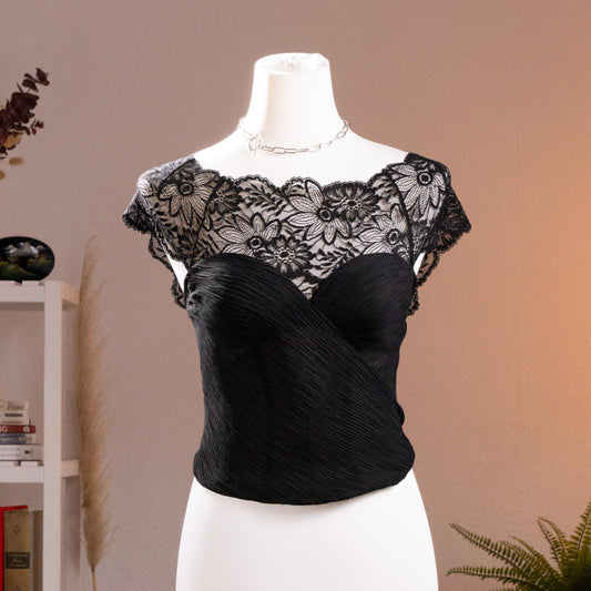 Archival La Perla Plisse Sculpt Bustier Floral Leavers Lace 90s NOS Museum Quality Corset Top Italy Size S 75B