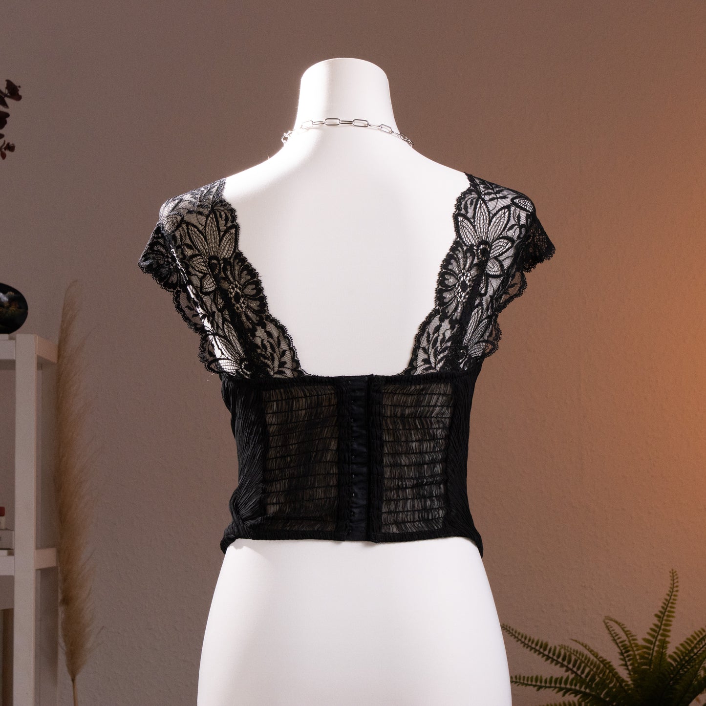 Archival La Perla Plisse Sculpt Bustier Floral Leavers Lace 90s NOS Museum Quality Corset Top Italy Size S 75B