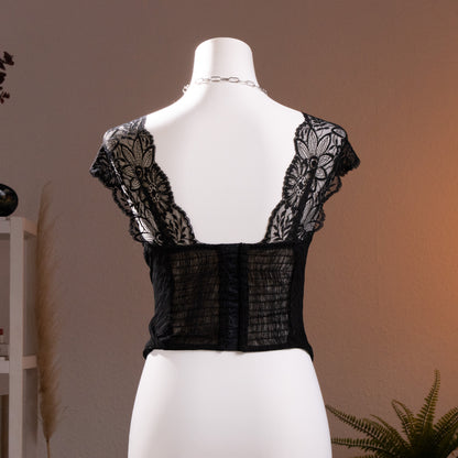 Archival La Perla Plisse Sculpt Bustier Floral Leavers Lace 90s NOS Museum Quality Corset Top Italy Size S 75B