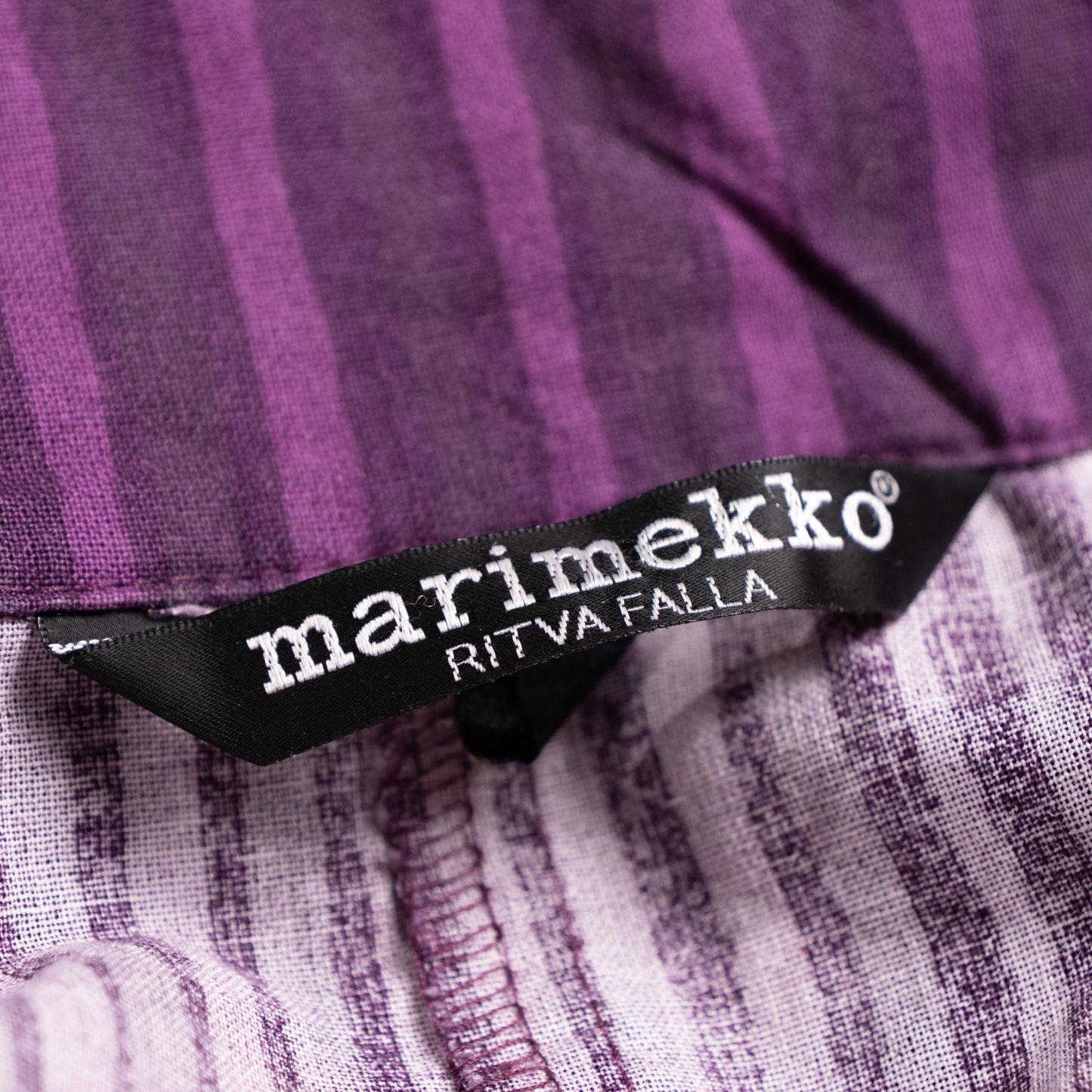 Archival Marimekko Ritva Falla Doubleface Cotton Striped Blouse Purple Y2K Minimalist Snap Button Unisex Oversized S M