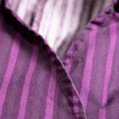 Archival Marimekko Ritva Falla Doubleface Cotton Striped Blouse Purple Y2K Minimalist Snap Button Unisex Oversized S M