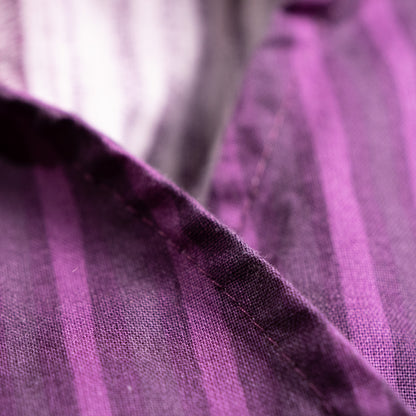 Archival Marimekko Ritva Falla Doubleface Cotton Striped Blouse Purple Y2K Minimalist Snap Button Unisex Oversized S M