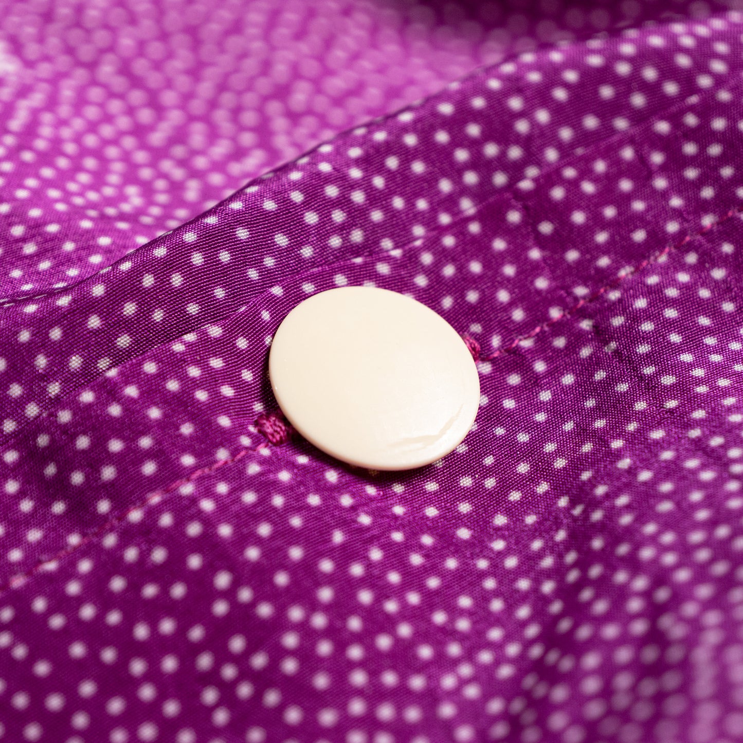 Archival Nina Ricci Reversible Front-to-Back Blouse 90s Magenta Micro Dot Two Way Wear Oversized Tunic Size M L IT 50