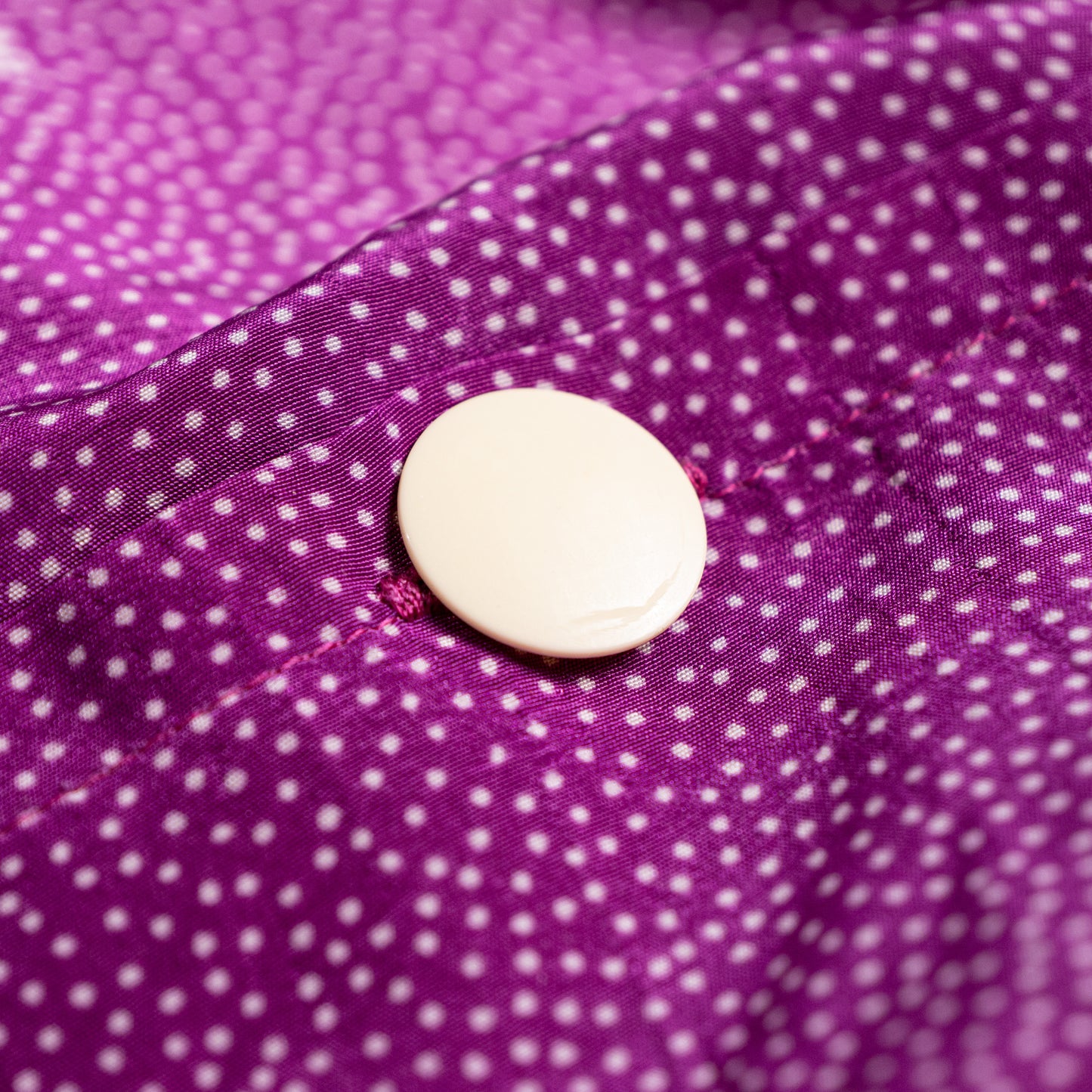 Archival Nina Ricci Reversible Front-to-Back Blouse 90s Magenta Micro Dot Two Way Wear Oversized Tunic Size M L IT 50
