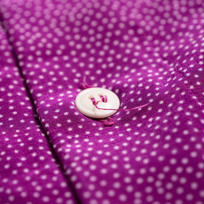 Archival Nina Ricci Reversible Front-to-Back Blouse 90s Magenta Micro Dot Two Way Wear Oversized Tunic Size M L IT 50