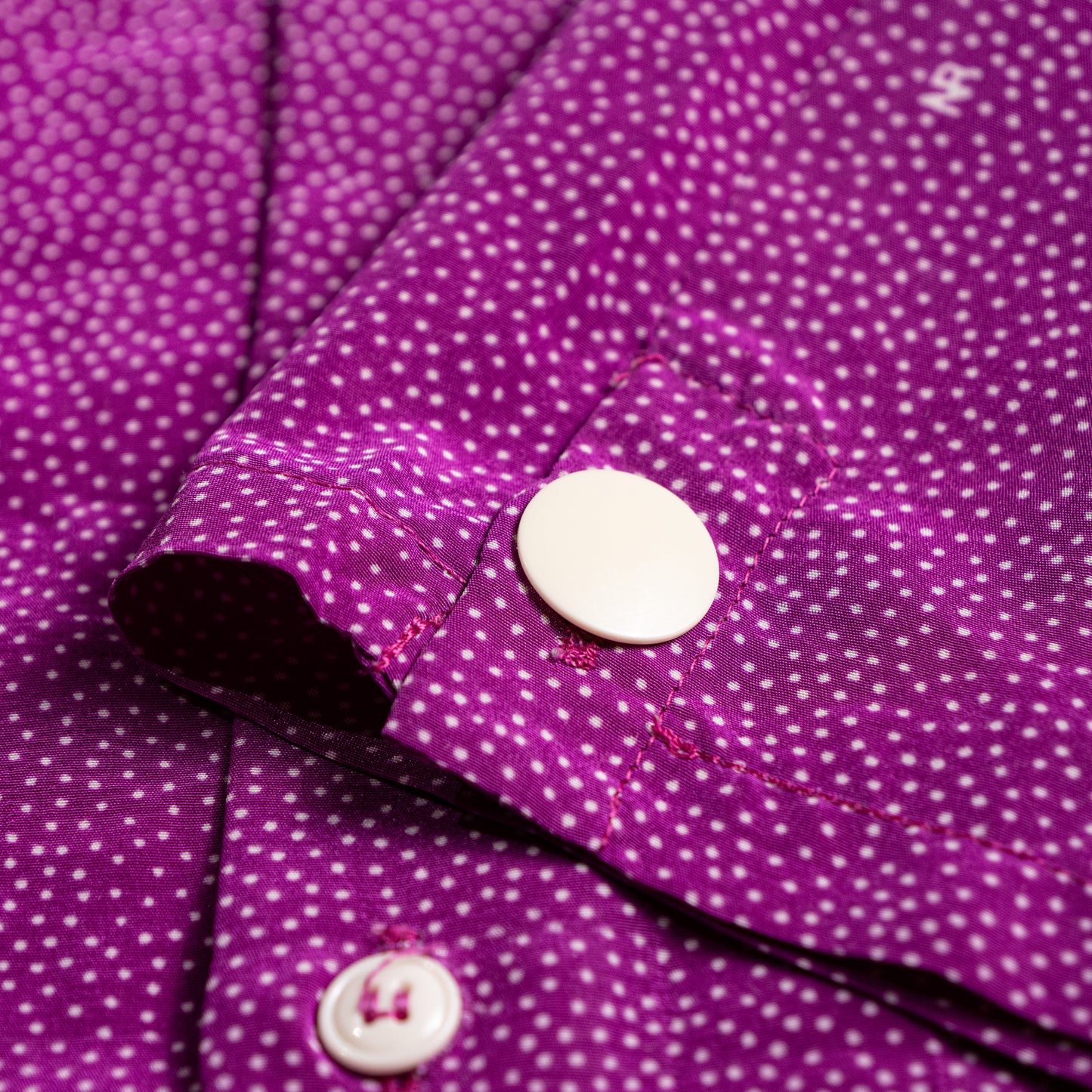 Archival Nina Ricci Reversible Front-to-Back Blouse 90s Magenta Micro Dot Two Way Wear Oversized Tunic Size M L IT 50