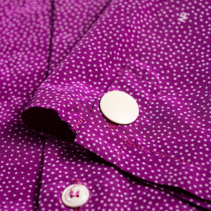 Archival Nina Ricci Reversible Front-to-Back Blouse 90s Magenta Micro Dot Two Way Wear Oversized Tunic Size M L IT 50