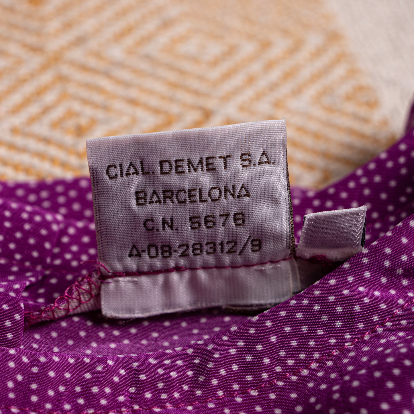 Archival Nina Ricci Reversible Front-to-Back Blouse 90s Magenta Micro Dot Two Way Wear Oversized Tunic Size M L IT 50