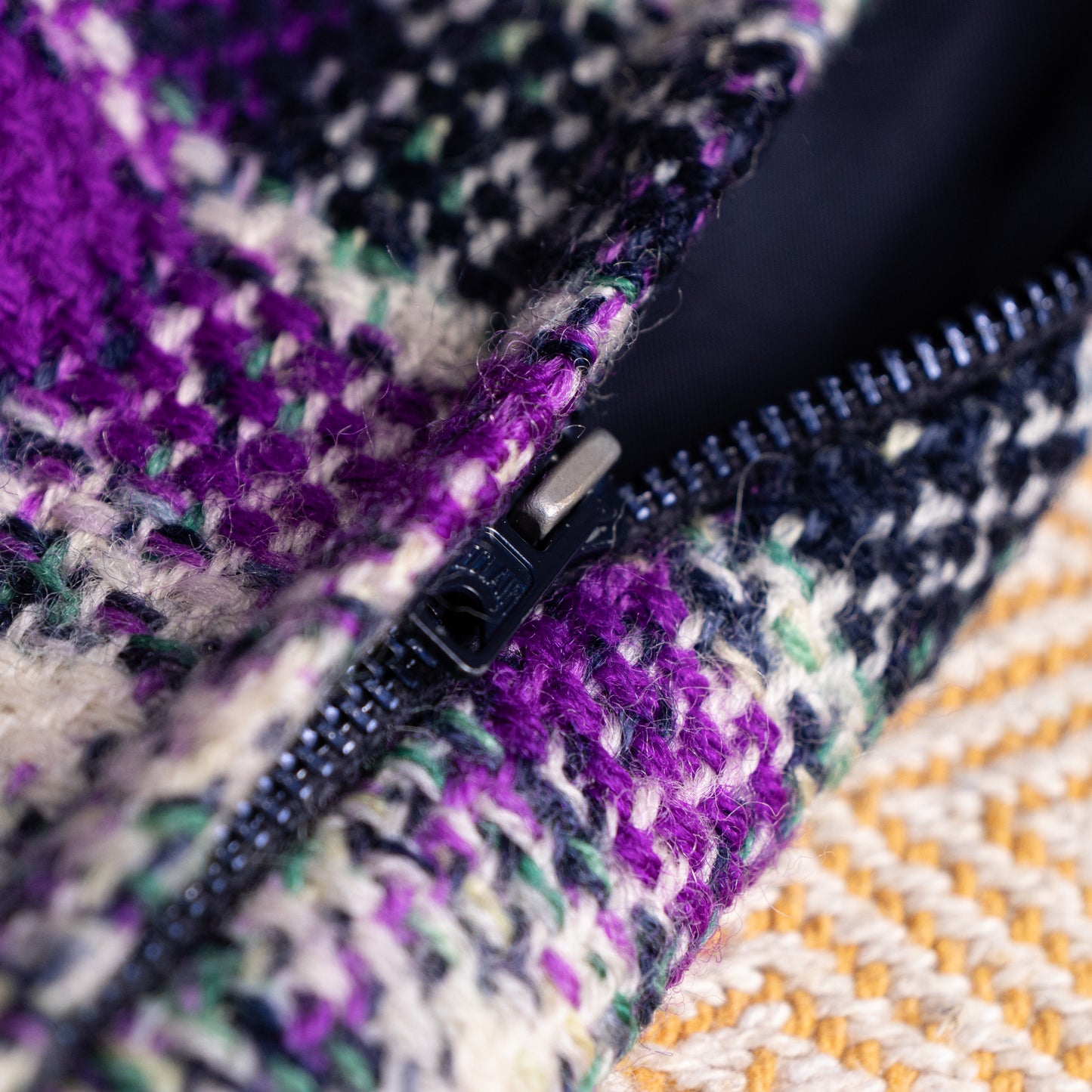 Archival Givenchy Nouvelle Boutique Tartan Tweed Skirt 70s 80s Purple Basketweave Wool Box Pleat Midi Size S EU 36 FR 40