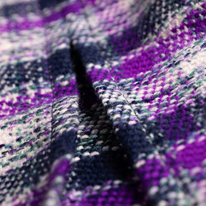 Archival Givenchy Nouvelle Boutique Tartan Tweed Skirt 70s 80s Purple Basketweave Wool Box Pleat Midi Size S EU 36 FR 40