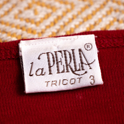 Archival La Perla Tricot Crimson Red Wool Lace Bodysuit 90s Museum Quality Long Sleeve Italian Lingerie Top Size M IT 3