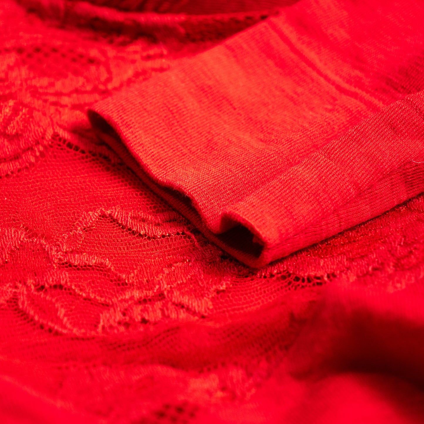 Archival La Perla Tricot Crimson Red Wool Lace Bodysuit 90s Museum Quality Long Sleeve Italian Lingerie Top Size M IT 3