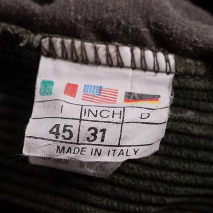 NOS Archival FENDI ROMA Olive Corduroy Trousers – Late 90s Silvia Venturini Fendi Era – Deadstock 100% Pure Cotton Rigid Wale – Size W28 29