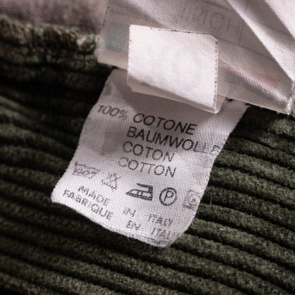 NOS Archival FENDI ROMA Olive Corduroy Trousers – Late 90s Silvia Venturini Fendi Era – Deadstock 100% Pure Cotton Rigid Wale – Size W28 29