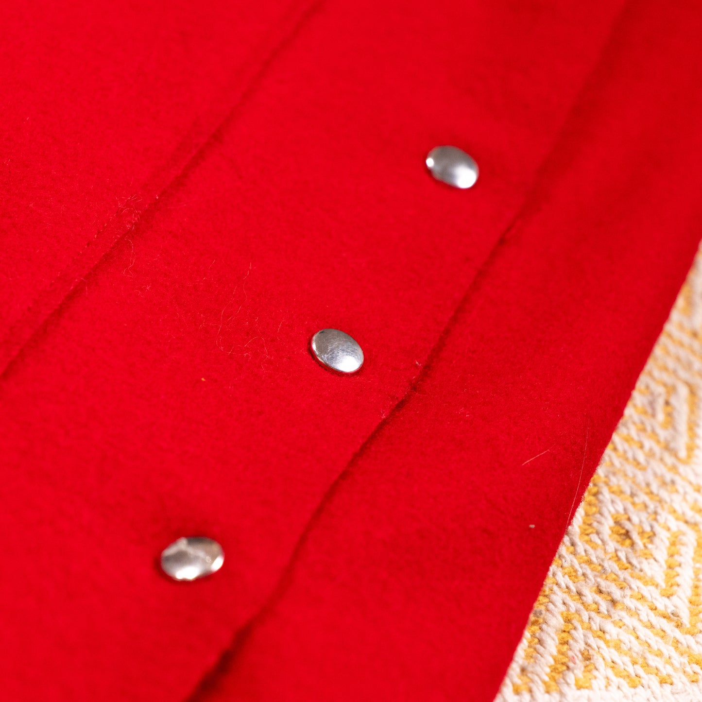 Archival JIL SANDER Mainline 90s Red Wool Cashmere Pencil Skirt Silver Button-Down Side Slit Curved Saddle Yoke Made in Germany S XS