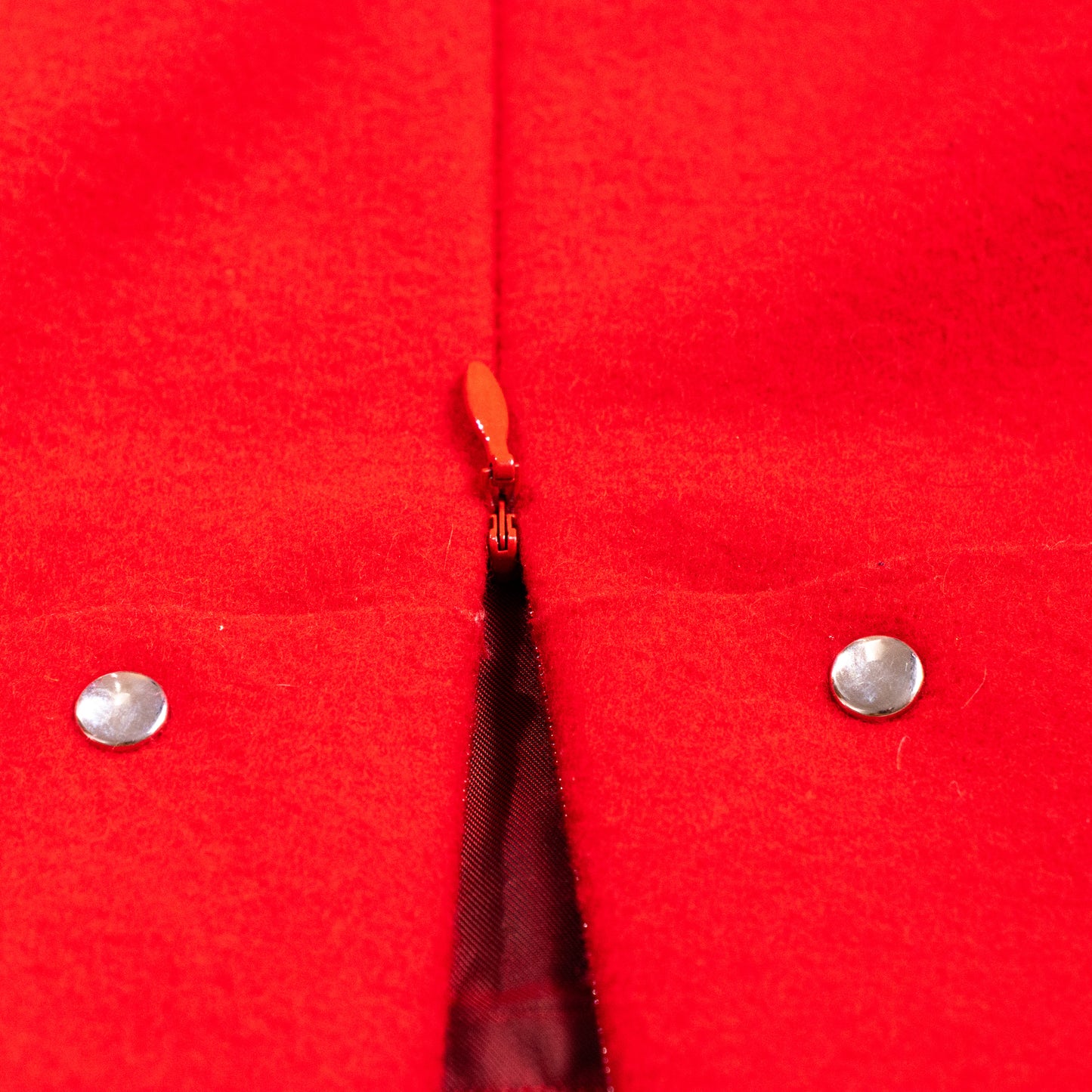 Archival JIL SANDER Mainline 90s Red Wool Cashmere Pencil Skirt Silver Button-Down Side Slit Curved Saddle Yoke Made in Germany S XS